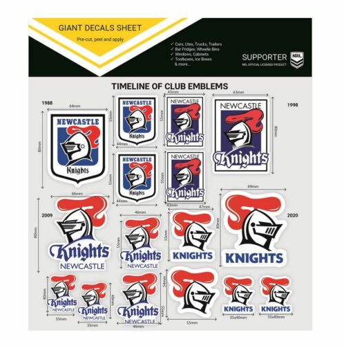Newcastle Knights NRL Team Timeline of Club Logo Emblems Giant Decals Sticker Sheet