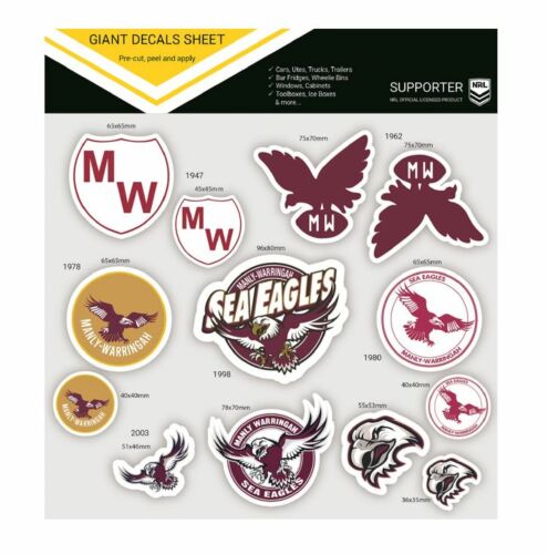 Manly Sea Eagles NRL Team Timeline of Club Logo Emblems Giant Decals Sticker Sheet