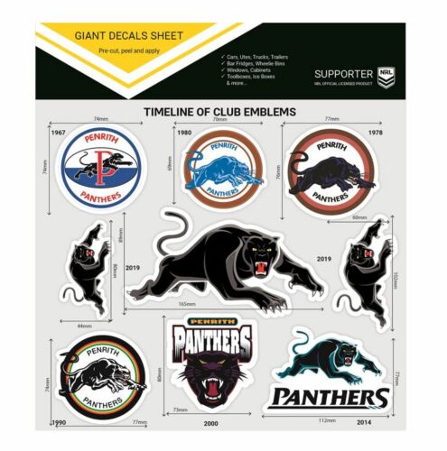 Penrith Panthers NRL Team Timeline of Club Logo Emblems Giant Decals Sticker Sheet