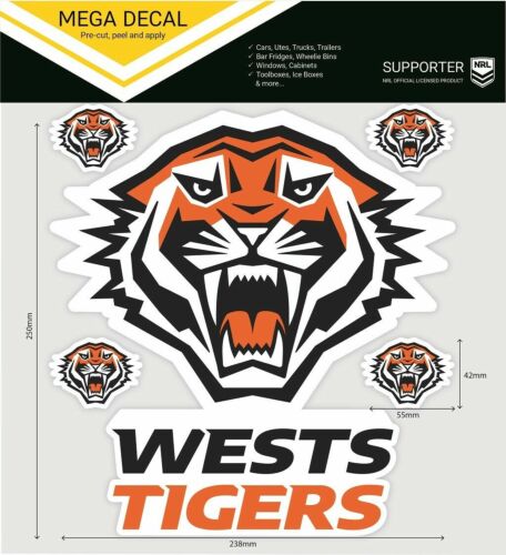 Wests Tigers NRL Club Logo Large Pre-Cut Car Spot Sticker Mega Decal