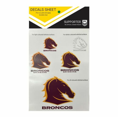Brisbane Broncos NRL Logo Set of 5 UV Car Decal Sticker Stickers Sheet iTag