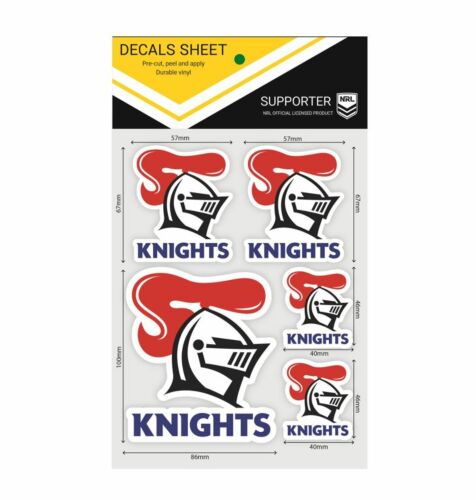 Newcastle Knights NRL Logo Set of 5 UV Car Decal Sticker Stickers Sheet iTag