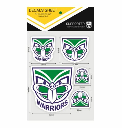 New Zealand Warriors NRL Logo Set of 5 UV Car Decal Sticker Stickers Sheet iTag