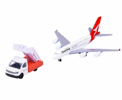 Majorette Qantas Plane & Truck Set Airbus A380-800 Plane & Volkswagen Crafter Passenger Stairs Diecast Model Vehicles Ages 3+