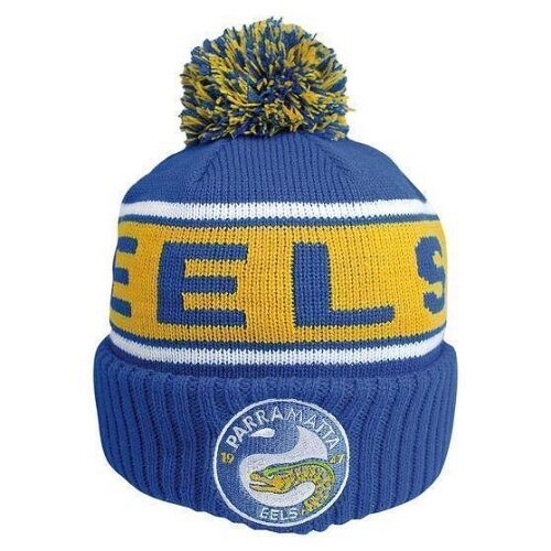 Parramatta Eels NRL Team Striker Acrylic Beanie Hat With Pom Pom
