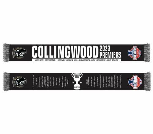 Collingwood Magpies 2023 AFL Premiers Adult Scarf Player Names Score Ground