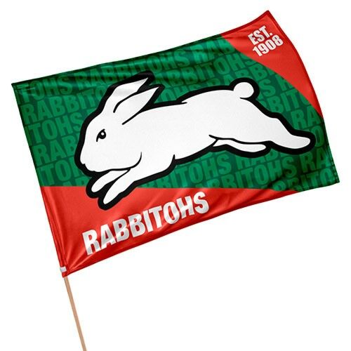 Souths Rabbitohs NRL Supporter Flag on Stick Team Logo