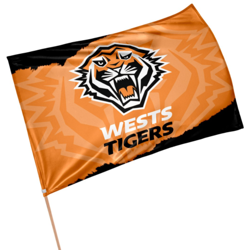 Wests Tigers NRL Team Logo Supporter Flag on Stick