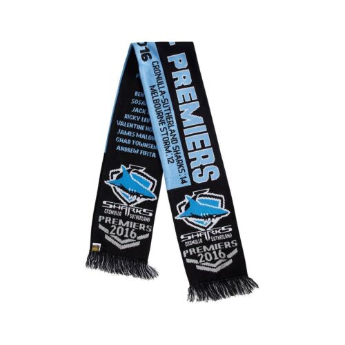 Cronulla Sharks 2016 NRL Premiers Scarf With Grand Final Information