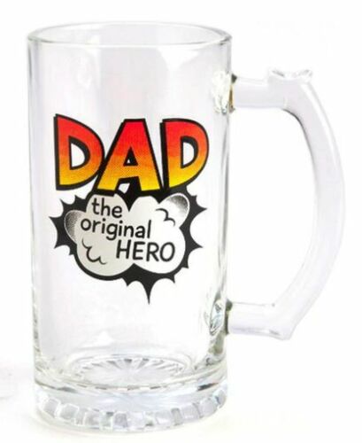 Dad The Original Hero Glass Beer Stein Drinking Alcohol Birthday Present Gift Idea Father's Day