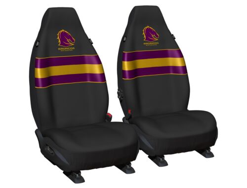 Brisbane Broncos NRL Set Of 2 Size 60 High Back Bucket Air Bag Compatible Front Seat Covers 