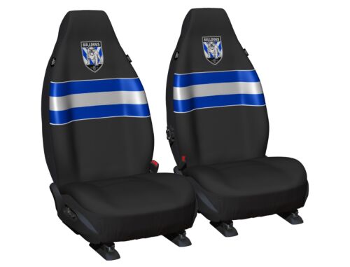 Canterbury Bulldogs NRL Set Of 2 Size 60 High Back Bucket Air Bag Compatible Front Seat Covers