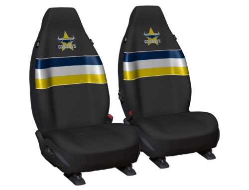 North Queensland Cowboys NRL Set Of 2 Size 60 High Back Bucket Air Bag Compatible Front Seat Covers