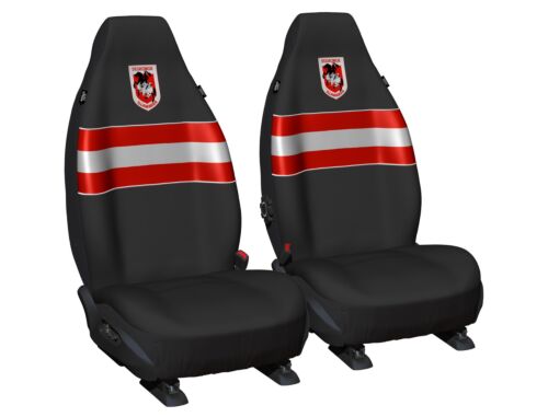 St George Illawarra Dragons NRL Set Of 2 Size 60 High Back Bucket Air Bag Compatible Front Seat Covers