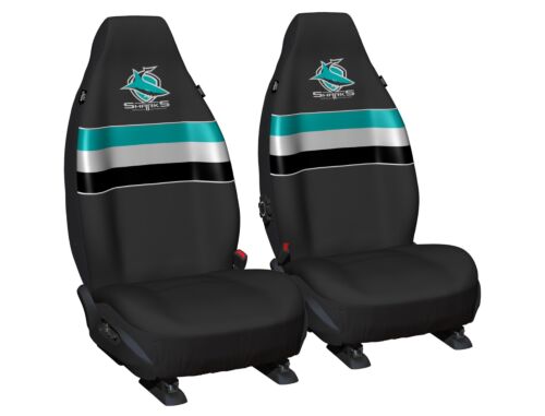 Cronulla Sharks NRL Set Of 2 Size 60 High Back Bucket Air Bag Compatible Front Seat Covers