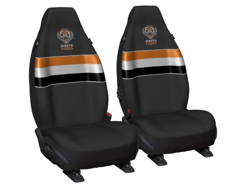 Wests Tigers NRL Set Of 2 Size 60 High Back Bucket Air Bag Compatible Front Seat Covers