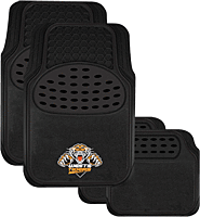 Wests Tigers NRL Team Logo Set of 4 Heavy Duty Rubber 2 Front & 2 Rear Car Floor Mats 