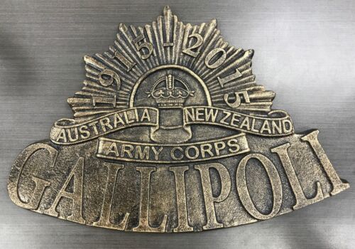 1915 - 2015 Australia New Zealand Army Corps Rising Sun Gallipoli 36cm Cast Iron Plaque Decorative Sign
