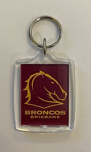 Brisbane Broncos NRL Team Logo Acrylic Case Rectangle Keyring Key Chain
