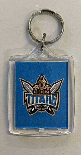 Gold Coast Titans NRL Team Logo Acrylic Case Rectangle Keyring Key Chain