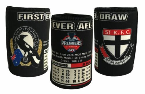 First Ever AFL Draw 2010 Grand Final Collingwood Magpies vs St Kilda Saints Can Cooler Stubby Holder