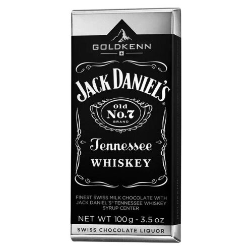 Jack Daniel's JD Old No.7 Finest Swiss Milk Chocolate With Whiskey Syrup Centre 100g Block