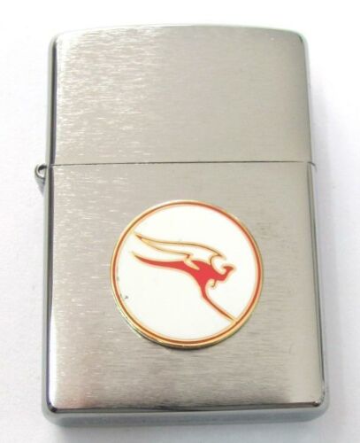 Qantas Retro Round Logo Silver Brushed Finish Zippo Lighter Smoking 