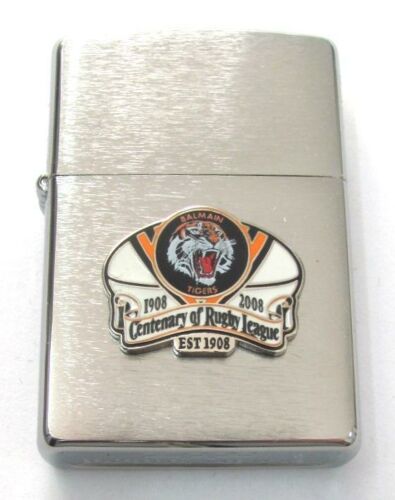 Balmain West Tigers NRL Team Centenary Logo Metal Refillable Cigarette Zippo Lighter