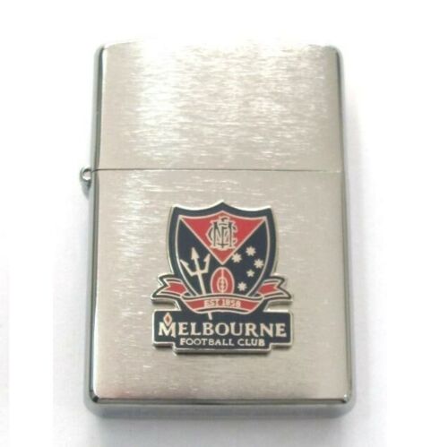 Melbourne Demons AFL Team Logo Silver Brushed Finish Zippo Lighter Smoking 