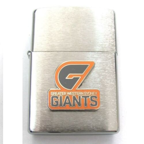 Greater Western Sydney GWS Giants AFL Team Logo Silver Brushed Finish Zippo Lighter Smoking 