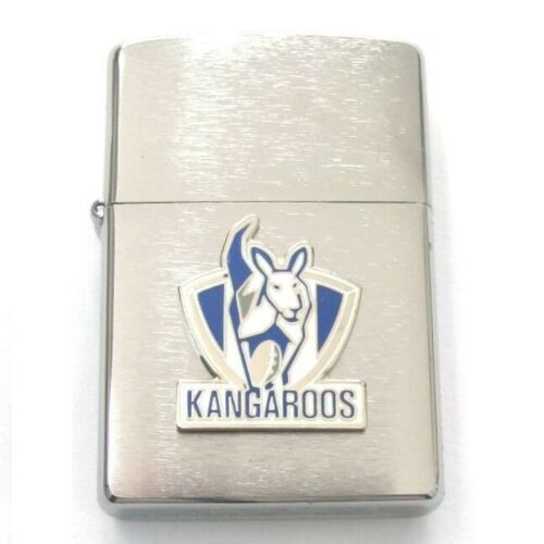 North Melbourne Kangaroos AFL Team Logo Silver Brushed Finish Zippo Lighter Smoking 