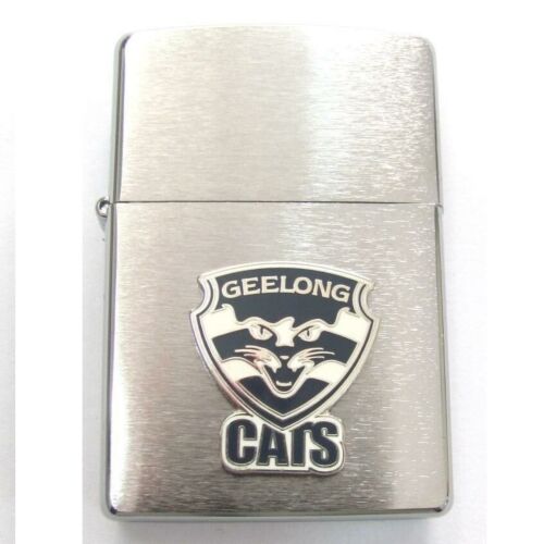 Geelong Cats AFL Team Logo Silver Brushed Finish Zippo Lighter Smoking 