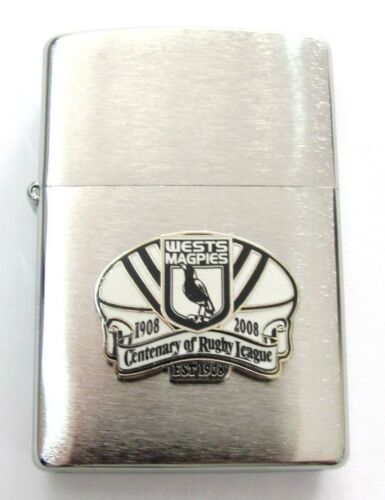 Western Suburbs Magpies NRL Team Logo Metal Refillable Cigarette Zippo Lighter