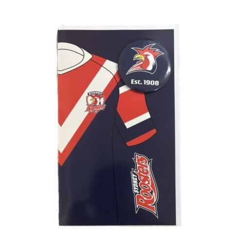 Sydney Roosters NRL Team Logo Badged Birthday Card Gift Card Blank With Envelope