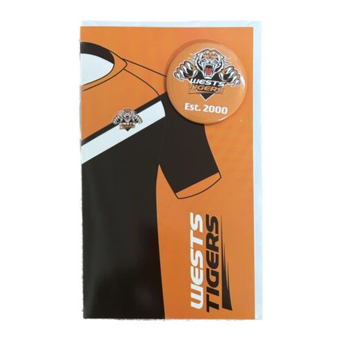 Wests Tigers NRL Team Logo Badged Birthday Card Card Gift Card Blank With Envelope