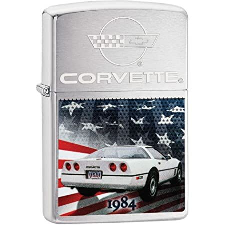 Zippo Corvette 1984 Stainless Steel Metal Refillable Cigarette Lighter