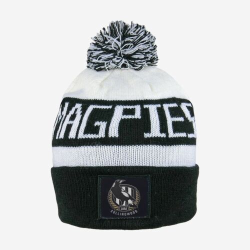Collingwood Magpies AFL Football Cloth Patch Bar Beanie