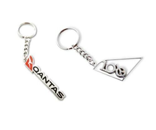 Set Of 2 Qantas Australia Logo Word Keyring & Silver Celebrating 100 Years Cut Out Keyring Key Ring Aviation Airline Kangaroo 