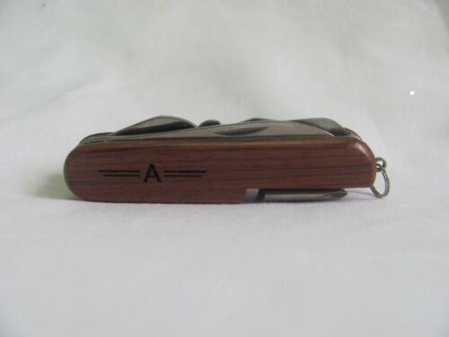 Letter A Personalised Wooden Pocket Knife Multi Tool With 10 Tools / Accessories