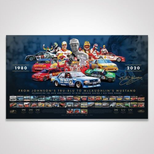 40th Anniversary of Dick Johnson Racing / DJR Team Penske Ford Signed Limited Edition Print Rolled Poster 
