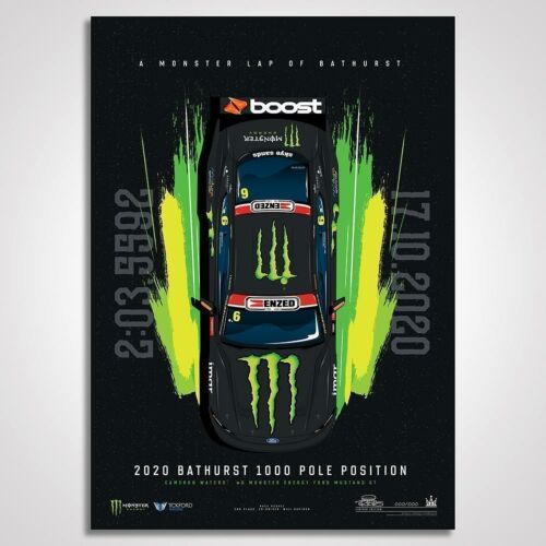 A Monster Lap of Bathurst: Cameron Waters 2020 Bathurst 1000 Pole Position Illustrated Print Rolled Poster