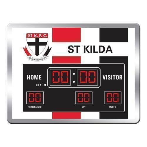 St Kilda Saints AFL Team Scoreboard LED Digital Clock With Time Date and Temperature