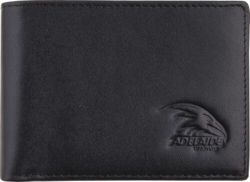 Adelaide Crows AFL Team Logo Black Leather Mens Wallet Boxed Great gift Idea