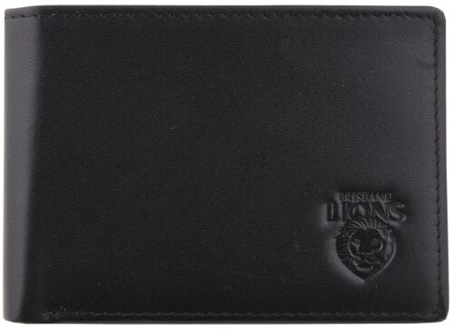 Brisbane Lions AFL Team Logo Black Leather Mens Wallet Boxed Great gift Idea