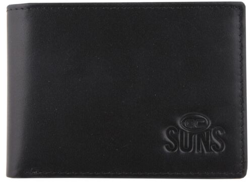 Gold Coast Suns AFL Team Logo Black Leather Mens Wallet Boxed Great gift Idea