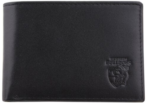 Western Bulldogs AFL Team Logo Black Leather Mens Wallet Boxed Great gift Idea