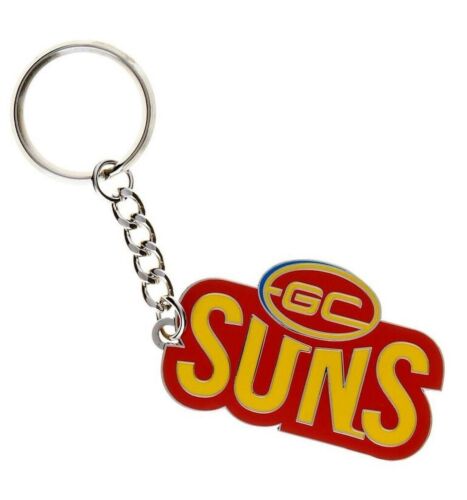 Gold Coast Suns AFL Team Logo Mascot Metal Keyring Key Ring 