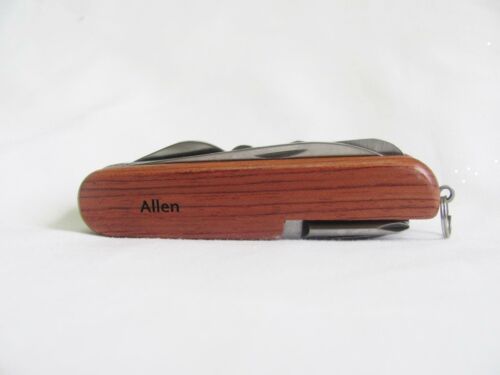 Allen Name Personalised Wooden Pocket Knife Multi Tool With 10 Tools / Accessories