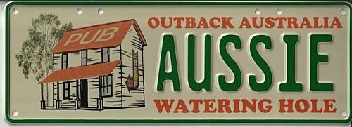 Aussie Watering Hole Green Print 37cm x 13cm Novelty Number Plate 