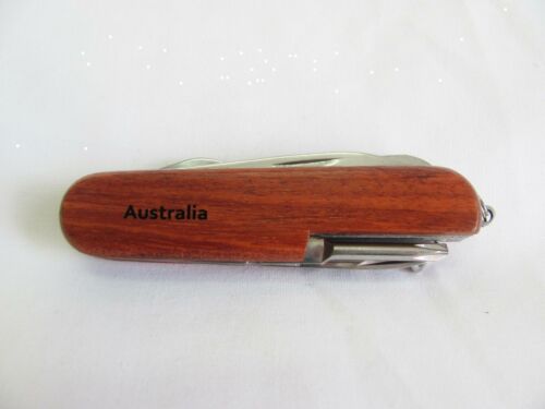 Australia  Name Personalised Wooden Pocket Knife Multi Tool With 10 Tools / Accessories